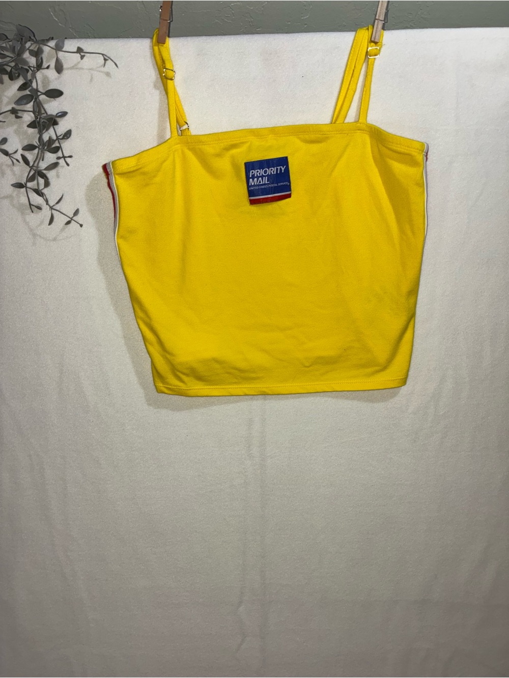 Forever 21 Yellow Priority Mail Cropped Cami